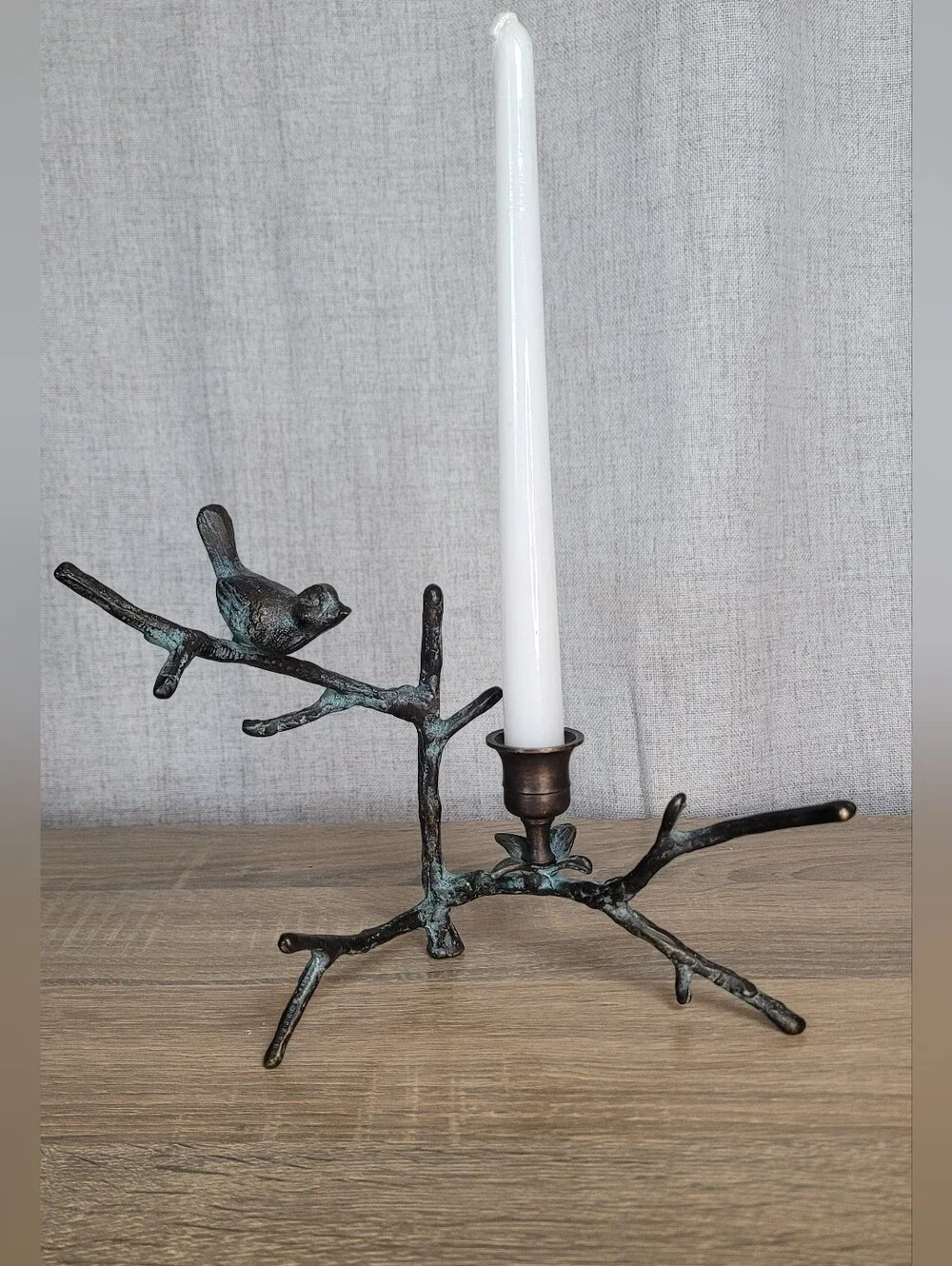 Decorative Bird Branch Candle Holder - Bronze/Patina